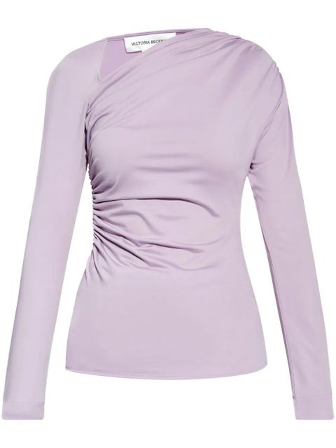 Victoria Beckham asymmetric-neck ruched top - Purple - zdjęcie produktu nr 1