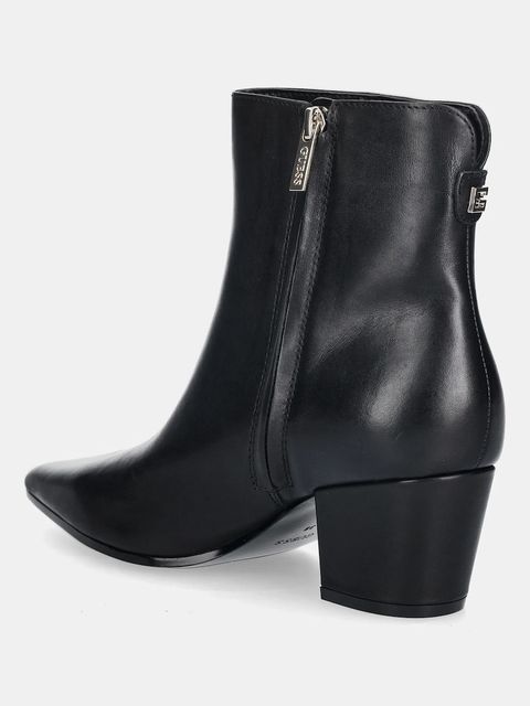 Guess botki skórzane HALISA damskie kolor czarny na słupku FLFHAL LEA10