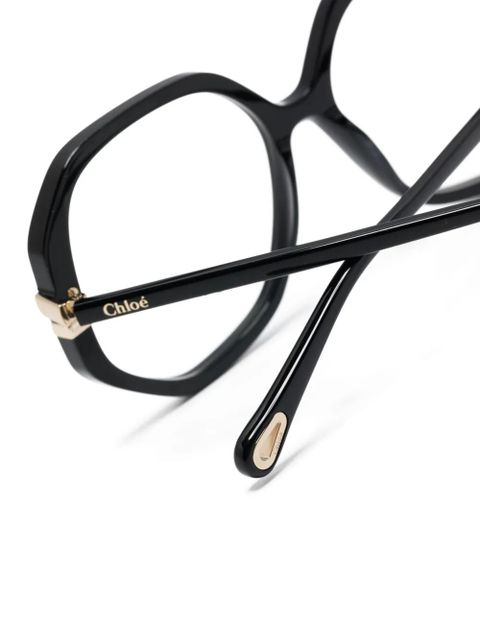 Chloé Eyewear logo-debossed square-frame glasses - Black