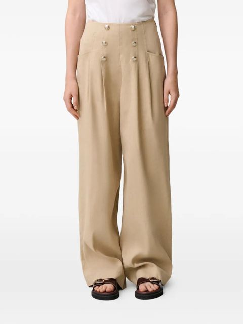 Claudie Pierlot button-embellished pleated trousers - Neutrals