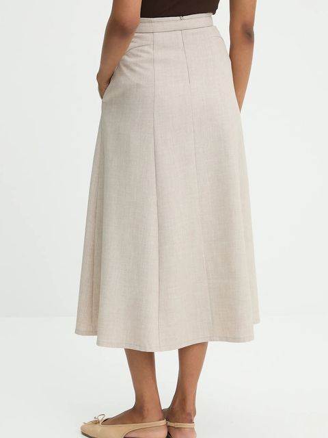 Answear.LAB spódnica kolor beżowy midi rozkloszowana - zdjęcie produktu nr 2