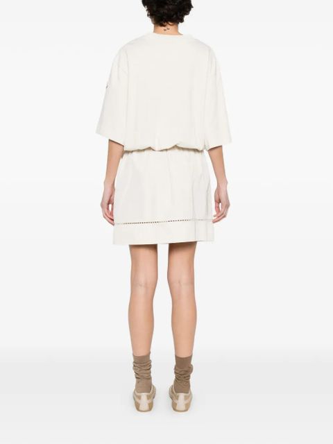 Moncler drawstring perforated mini dress - Neutrals