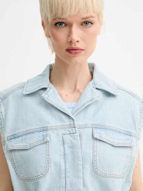 MUNTHE bezrękawnik jeansowy USAMI damski kolor niebieski przejściowy 255151225502