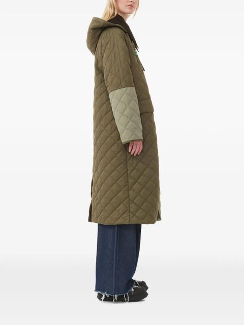 GANNI x Barbour quilted hooded coat - Green