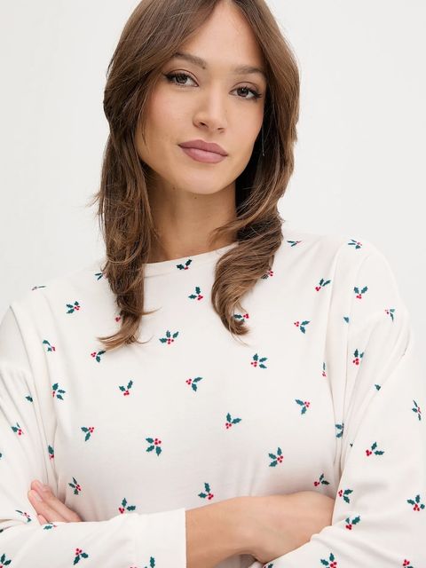 United Colors of Benetton longsleeve piżamowy damska kolor beżowy 312W3M07W