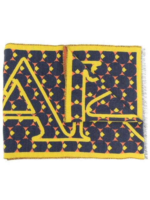 Lanvin spotted logo-intarsia scarf - Blue - zdjęcie produktu nr 1