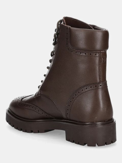 Lauren Ralph Lauren botki skórzane Alysn Lup Pr kolor brązowy na płaskim obcasie 802977885002