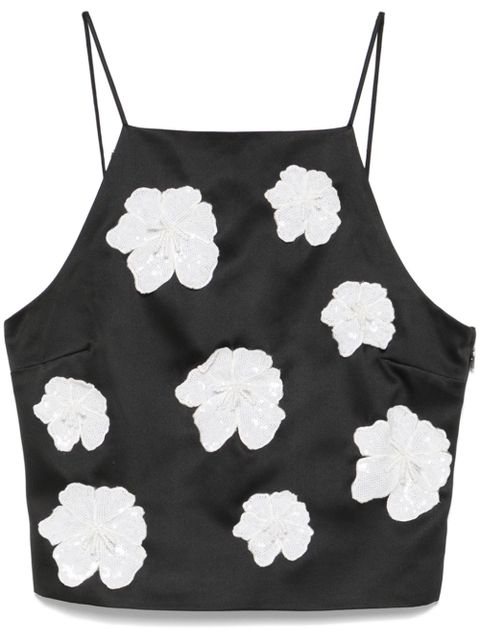 ROTATE BIRGER CHRISTENSEN flower satin top - Black - zdjęcie produktu nr 1