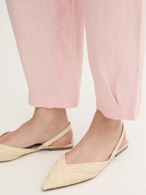 United Colors of Benetton spodnie lniane damskie kolor różowy szerokie high waist 4AGHDF08L