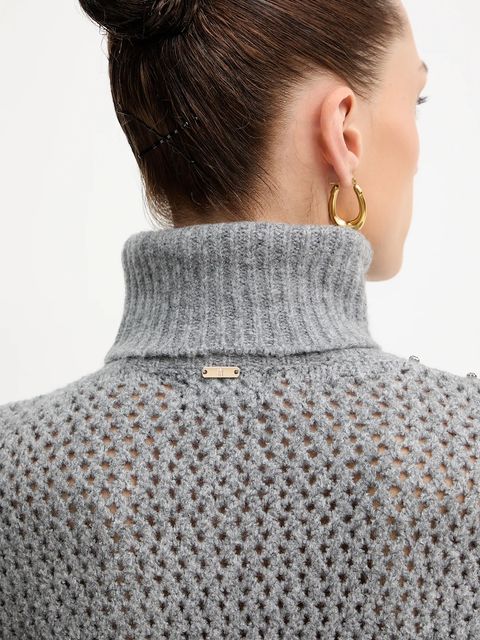 Fracomina sweter damski kolor szary z golfem FS25WT7009K45701