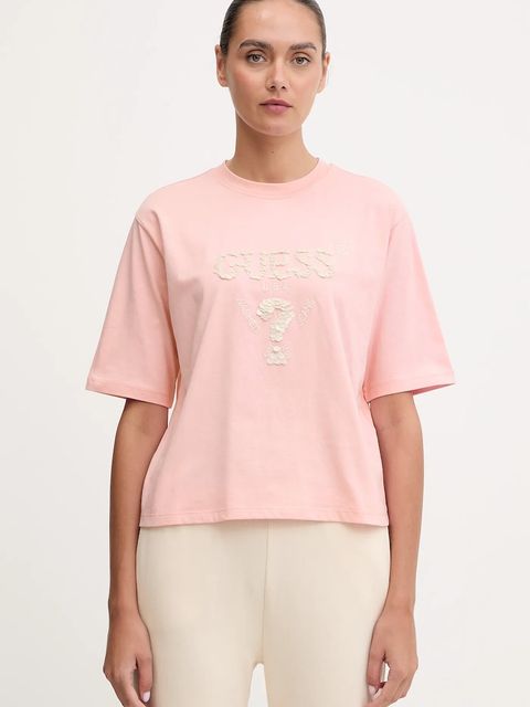 Guess t-shirt bawełniany AURLIE damski kolor różowy V4YI06 I3Z14 - zdjęcie produktu nr 1