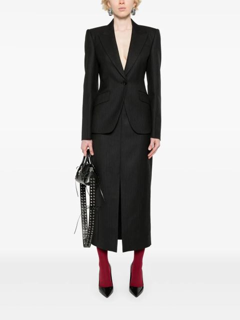 Alexander McQueen single-breasted pinstriped blazer - Grey - zdjęcie produktu nr 2