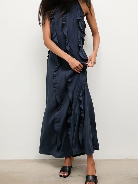 Answear.LAB sukienka kolor granatowy maxi prosta - zdjęcie produktu nr 2