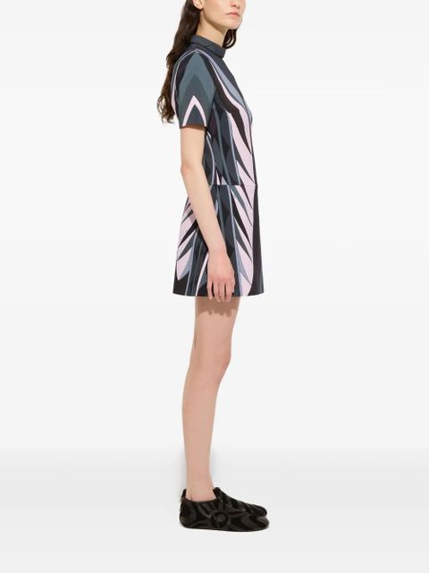 PUCCI volute-print flared dress - Blue