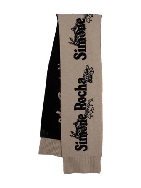 Simone Rocha logo ribbed scarf - Neutrals - zdjęcie produktu nr 1