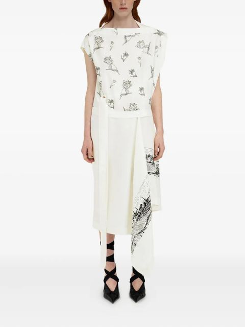 Ferragamo floral-print midi dress - White