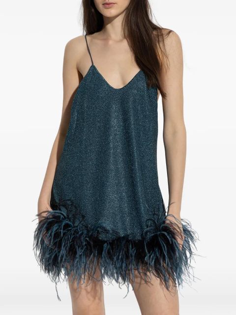 Oséree feather V-neck dress - Blue