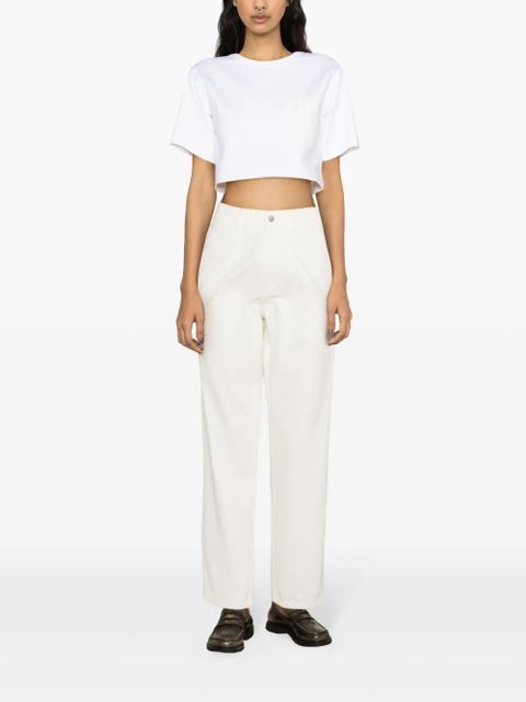 Max Mara logo-print cropped T-shirt - White