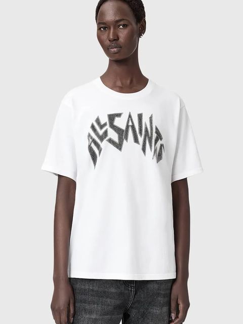 AllSaints t-shirt bawełniany damski kolor biały W145JD - zdjęcie produktu nr 1