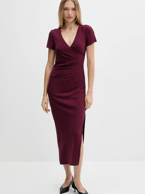 Armani Exchange sukienka kolor bordowy maxi dopasowana XW000665 AF10872 - zdjęcie produktu nr 1