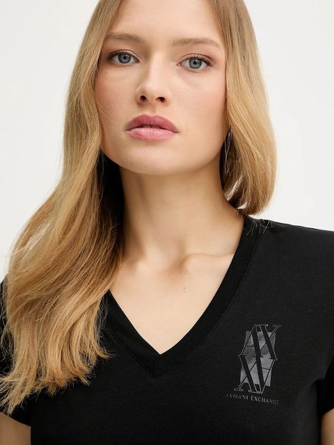 Armani Exchange t-shirt bawełniany damski kolor czarny XW000553 AF12064