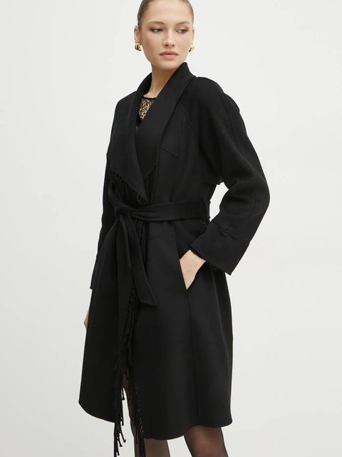 Marciano Guess płaszcz wełniany LILIANA kolor czarny przejściowy niezapinany 4BGL10 7125A
