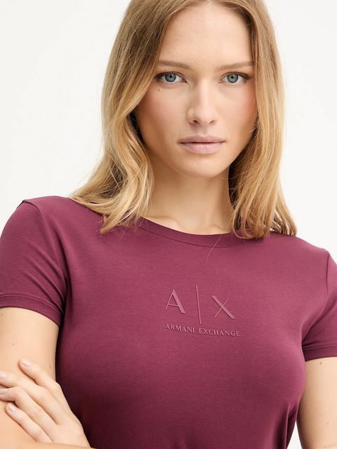 Armani Exchange t-shirt damski kolor bordowy XW001458 AF16294