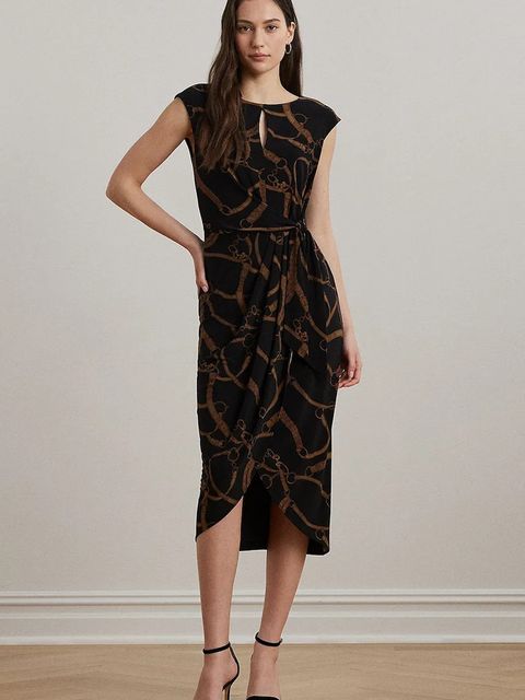 Lauren Ralph Lauren sukienka kolor czarny midi dopasowana 200973612 - zdjęcie produktu nr 1