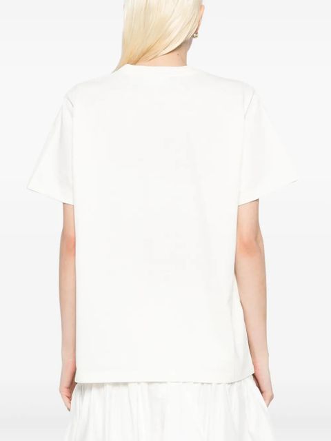 GANNI embroidered logo T-shirt - Neutrals