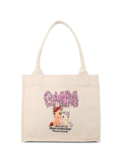 GANNI large graphic pony tote bag - Neutrals - zdjęcie produktu nr 1