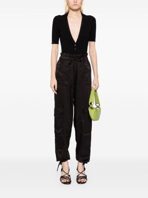 GANNI washed satin trousers - Black