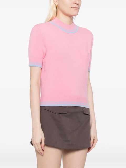 Self-Portrait contrast stripe knit top - Pink