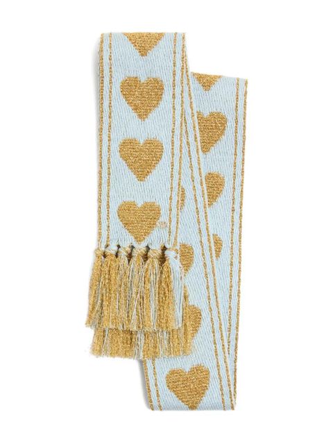 Valentino Garavani heart-patterned tassel scarf - Blue - zdjęcie produktu nr 2