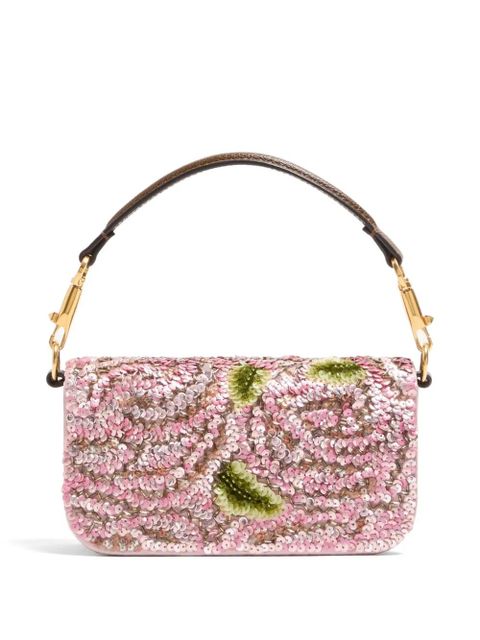Valentino Garavani Locò small embroidered shoulder bag - Pink