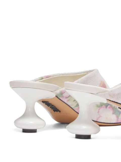 LOEWE 45mm floral print calf leather mules - White