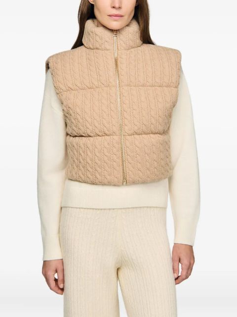 SANDRO cable-knit quilted gilet - Neutrals