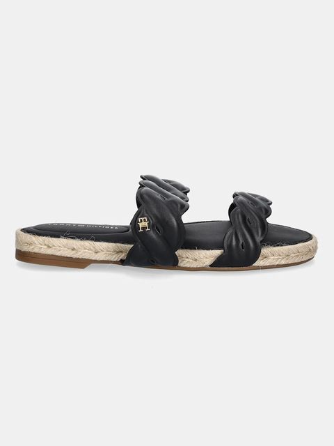 Tommy Hilfiger klapki skórzane LEATHER ROPE ESPADRILLE MULE - zdjęcie produktu nr 1