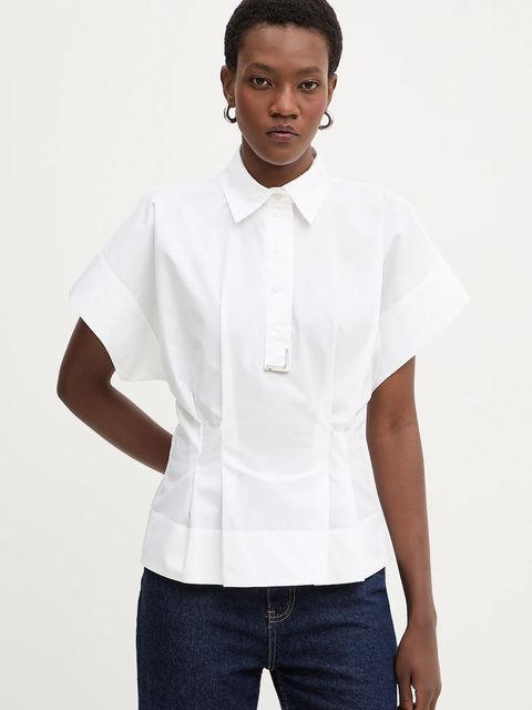 Karl Lagerfeld bluzka bawełniana damska kolor biały gładka B1W11006 - zdjęcie produktu nr 1