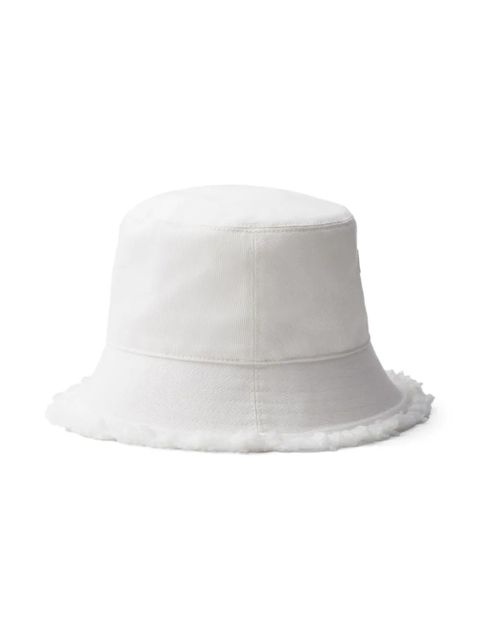 Prada logo-embroidered bucket hat - White