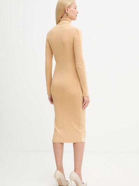 Elisabetta Franchi sukienka kolor beżowy midi dopasowana AM03S56E2 - zdjęcie produktu nr 2