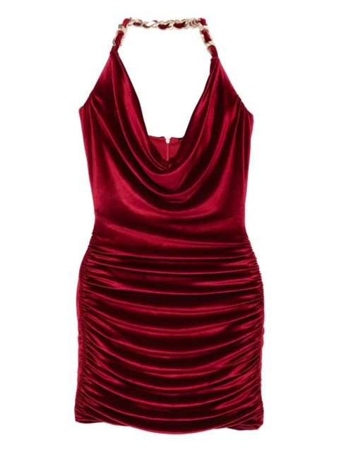 Balmain chain-detail velvet mini dress - Red - zdjęcie produktu nr 1