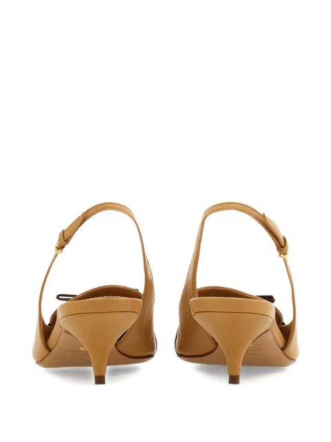 Ferragamo 40mm pointed bow slingback - Brown