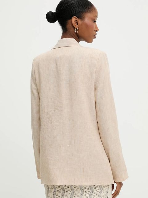 Answear.LAB marynarka kolor beżowy dwurzędowa gładka - zdjęcie produktu nr 2