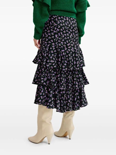 Essentiel Antwerp floral-print tiered ruffle skirt - Black - zdjęcie produktu nr 2