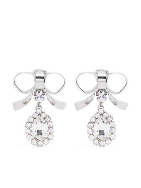 Alessandra Rich crystal-embellished bow drop earrings - Silver - zdjęcie produktu nr 1