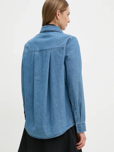 United Colors of Benetton koszula jeansowa damska kolor niebieski regular z kołnierzykiem klasycznym 5FV6DQ096