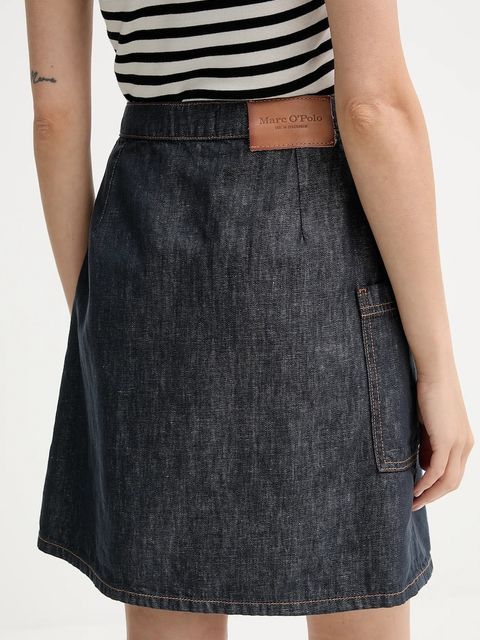 Marc O'Polo spódnica z domieszką lnu kolor granatowy mini rozkloszowana 506909624033