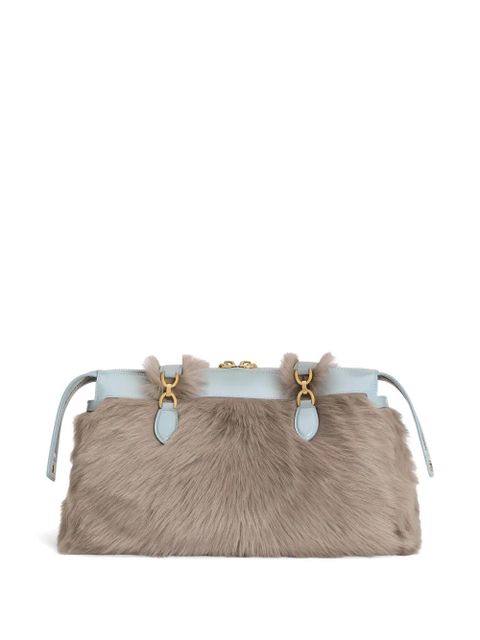 Dolce & Gabbana Vittoria shoulder bag in shearling and calfskin - Grey - zdjęcie produktu nr 2