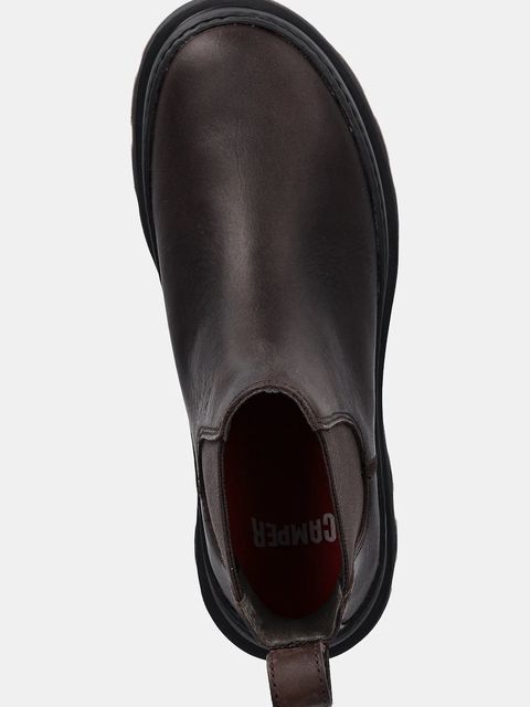 Camper sztyblety skórzane Brutus+ damskie kolor brązowy na płaskim obcasie K400818-002 - zdjęcie produktu nr 2