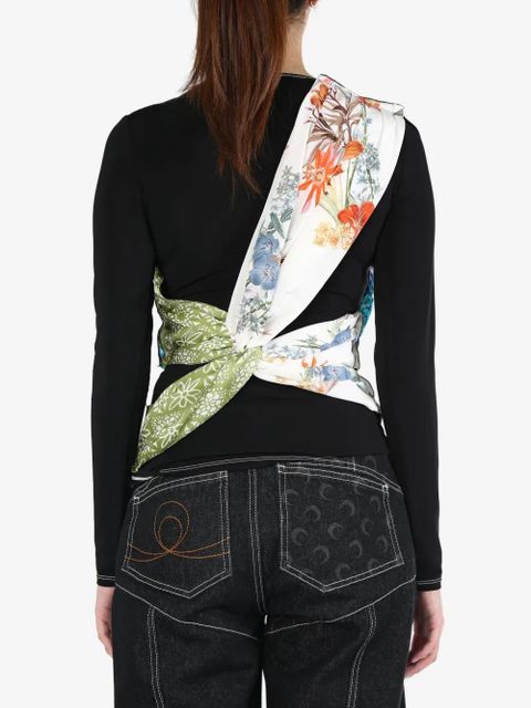 Marine Serre upcycled silk-scarves top - Blue